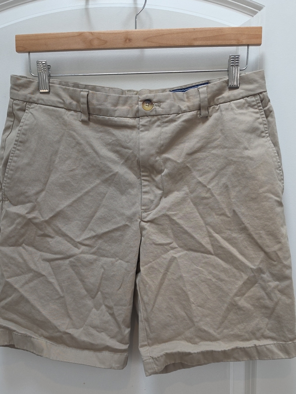 Vineyard Vines Beige Flat-Front Cotton Shorts